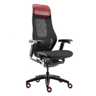 Ergonomic Swivel Gaming Chair Red Leather Headrest Black PA Frame